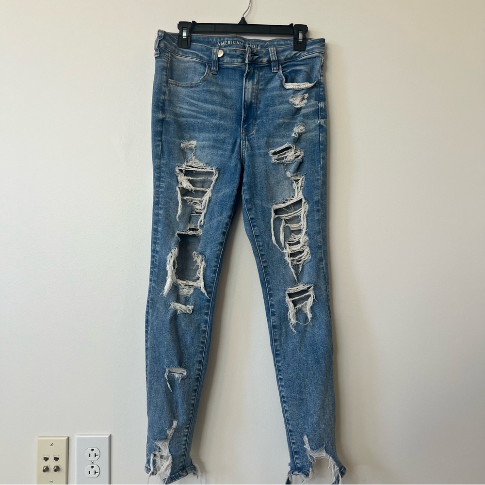American Eagle Outfitters Women's Ripped Blue Skinny Jeans